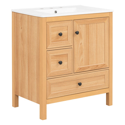 Modern Bathroom Vanity With Sink, Soft Close Drawers &amp; Door, Storage Rack