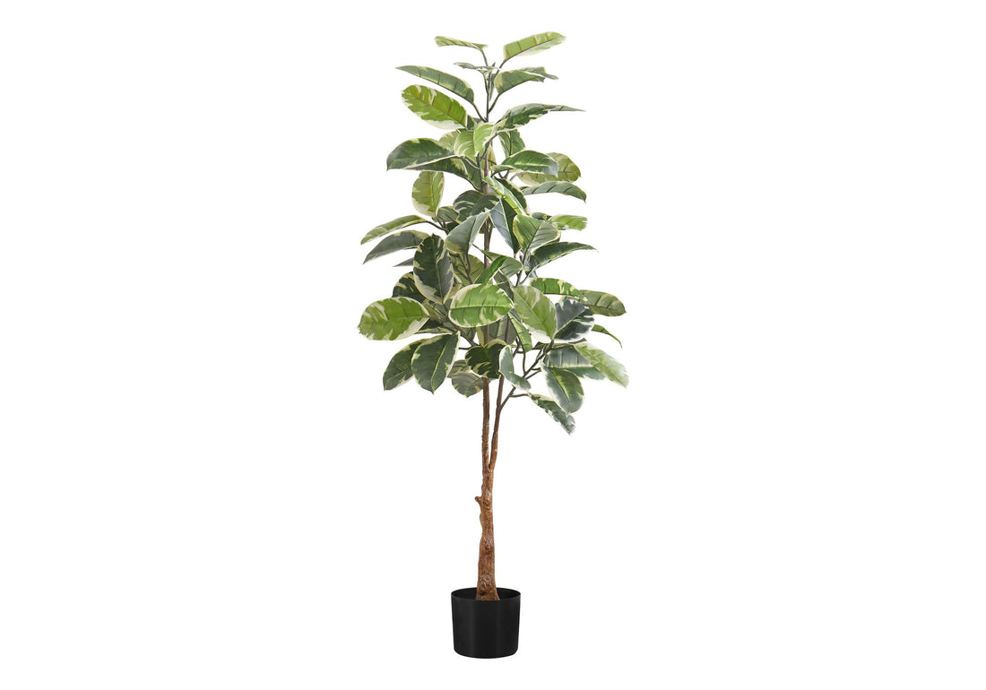 52&quot; Tall, Artificial Plant, Rubber Tree, Indoor, Fake, Floor, Greenery, Potted, Real Touch, Decorative - Green / Black