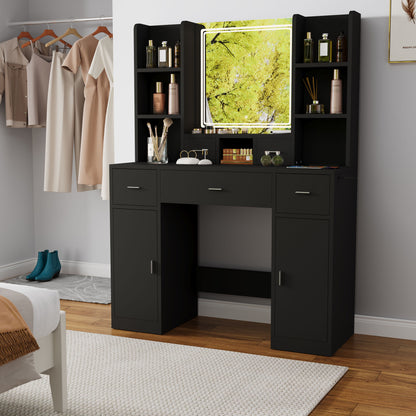 43.31&quot; Newly Designed Smart Mirror Dressing Table With Drawers And Storage Cabinet, Dressing Table With Dressing Pad For Bedroom, Dressing Room