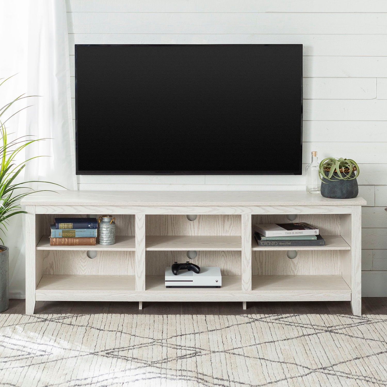 Modern Transitional 3 Shelf Open Storage 70&quot; TV Stand For 80&quot; TVs