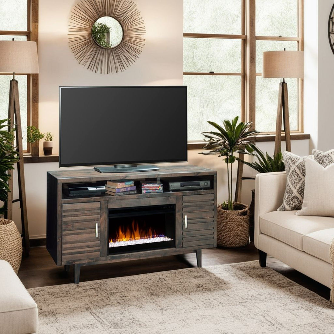 Avondale - Electric Fireplace TV Console For TVs Up To 70&quot; - Charcoal Brown