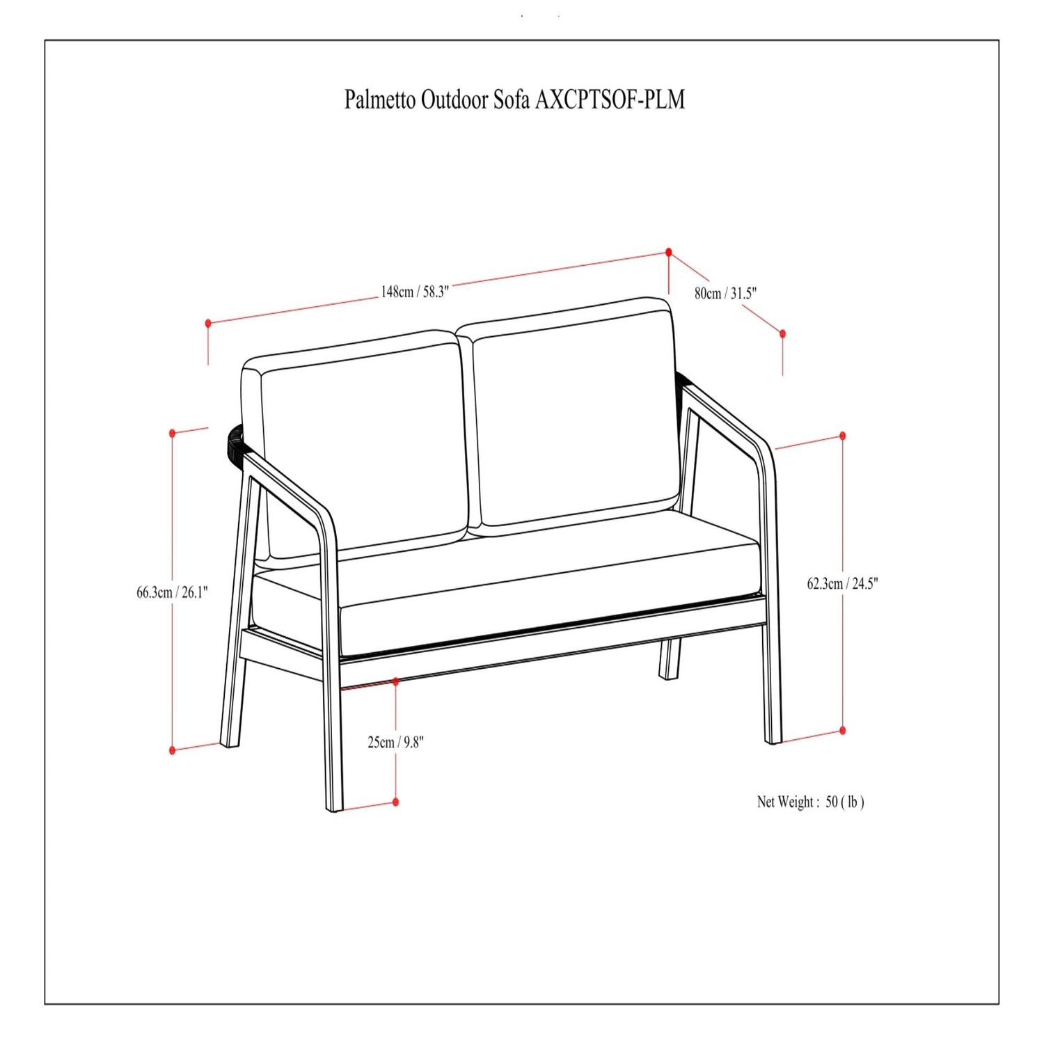 Palmetto - Outdoor Sofa - Stone Gray