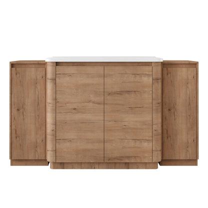 Freestanding Bathroom Vanity With Sink, 2 Small Storage Cabinets, Soft Close Doors
