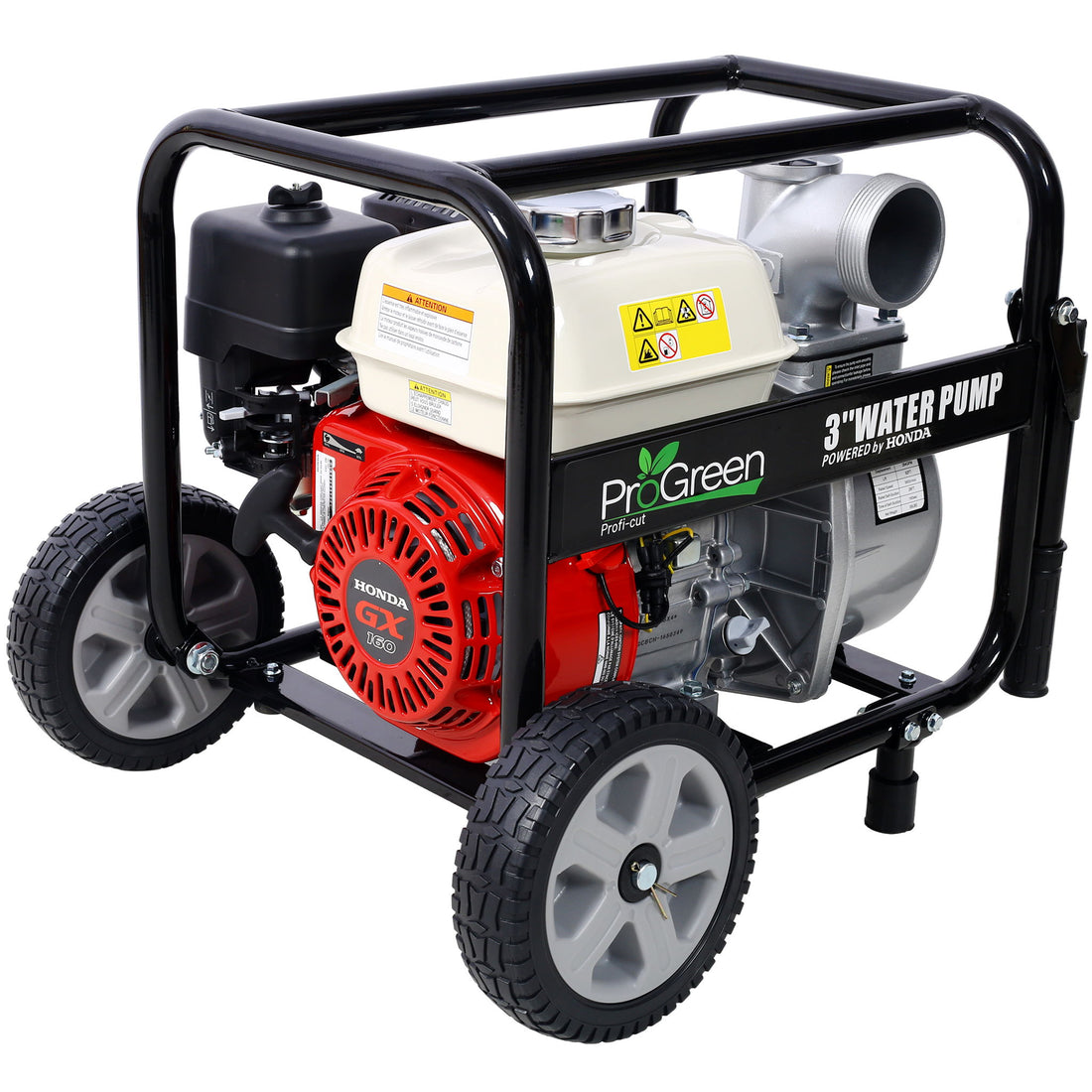 Honda - Gx160 Engine Water Pump 3&quot; 264Gpm With Accessories Kit And Handle Wheel Kit - Black / Red