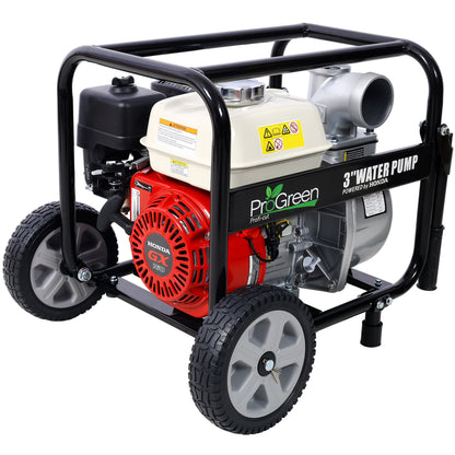 Honda - Gx160 Engine Water Pump 3&quot; 264Gpm With Accessories Kit And Handle Wheel Kit - Black / Red