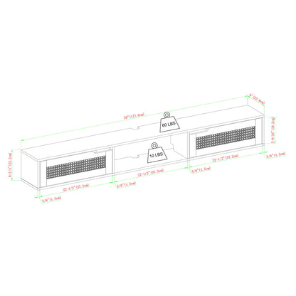 Modern Rattan Door Floating TV Stand For TVs Up To 80&quot;
