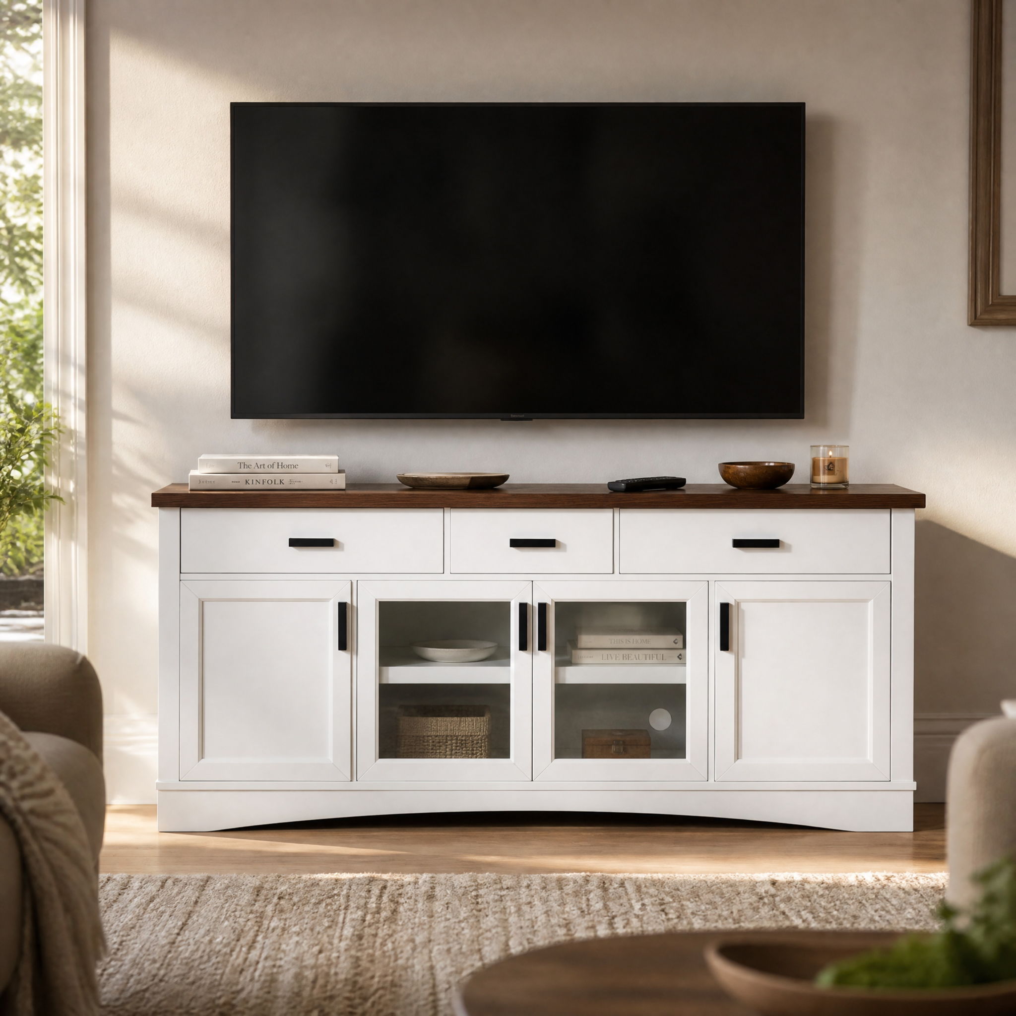 Modern TV Console &amp; Adjustable Shelves