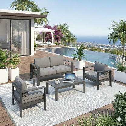 Outdoor Patio Set, All-Weather &amp; Thick Cushions