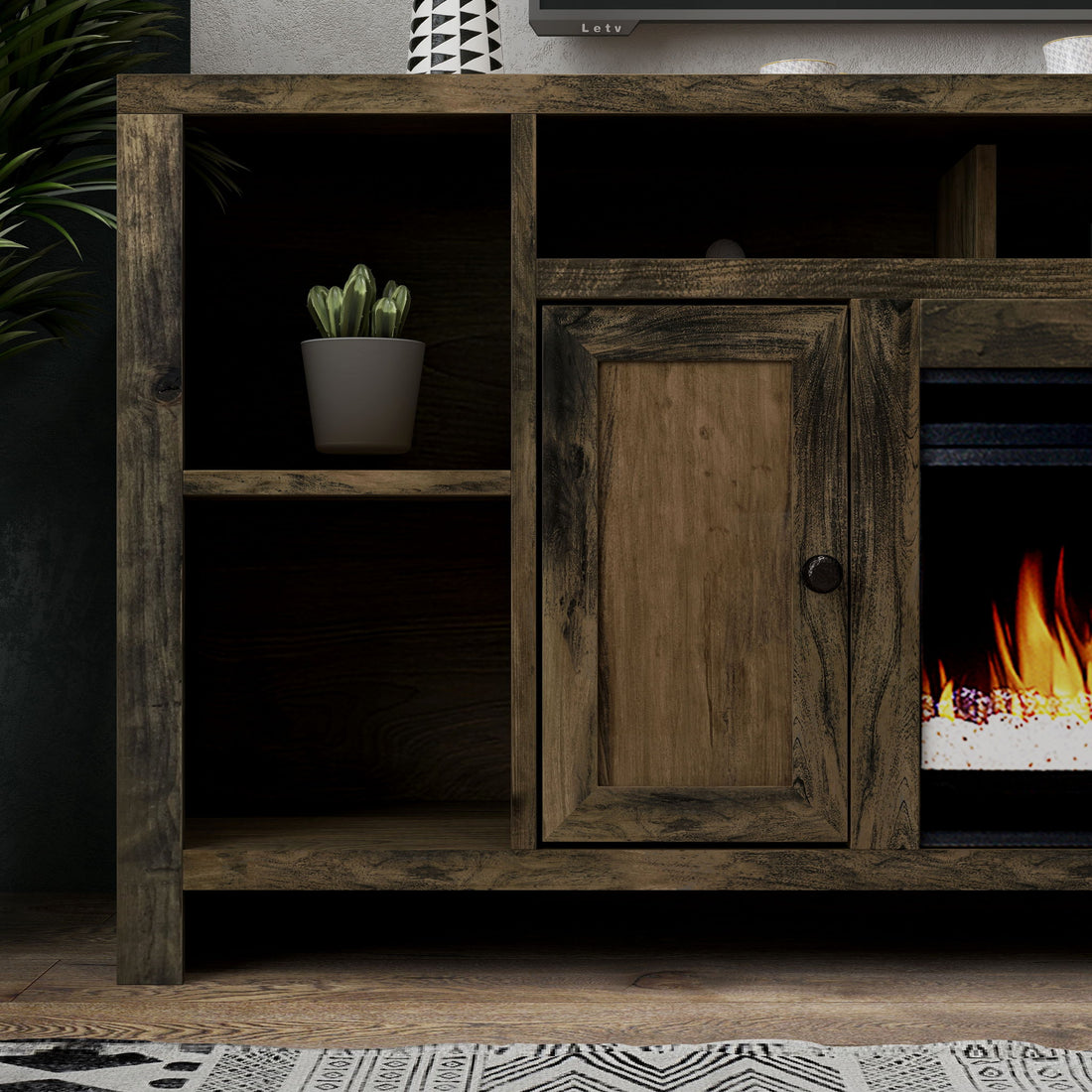 Joshua Creek - Electric Fireplace, TV Stand For TVs Up To 95&quot; - Barnwood