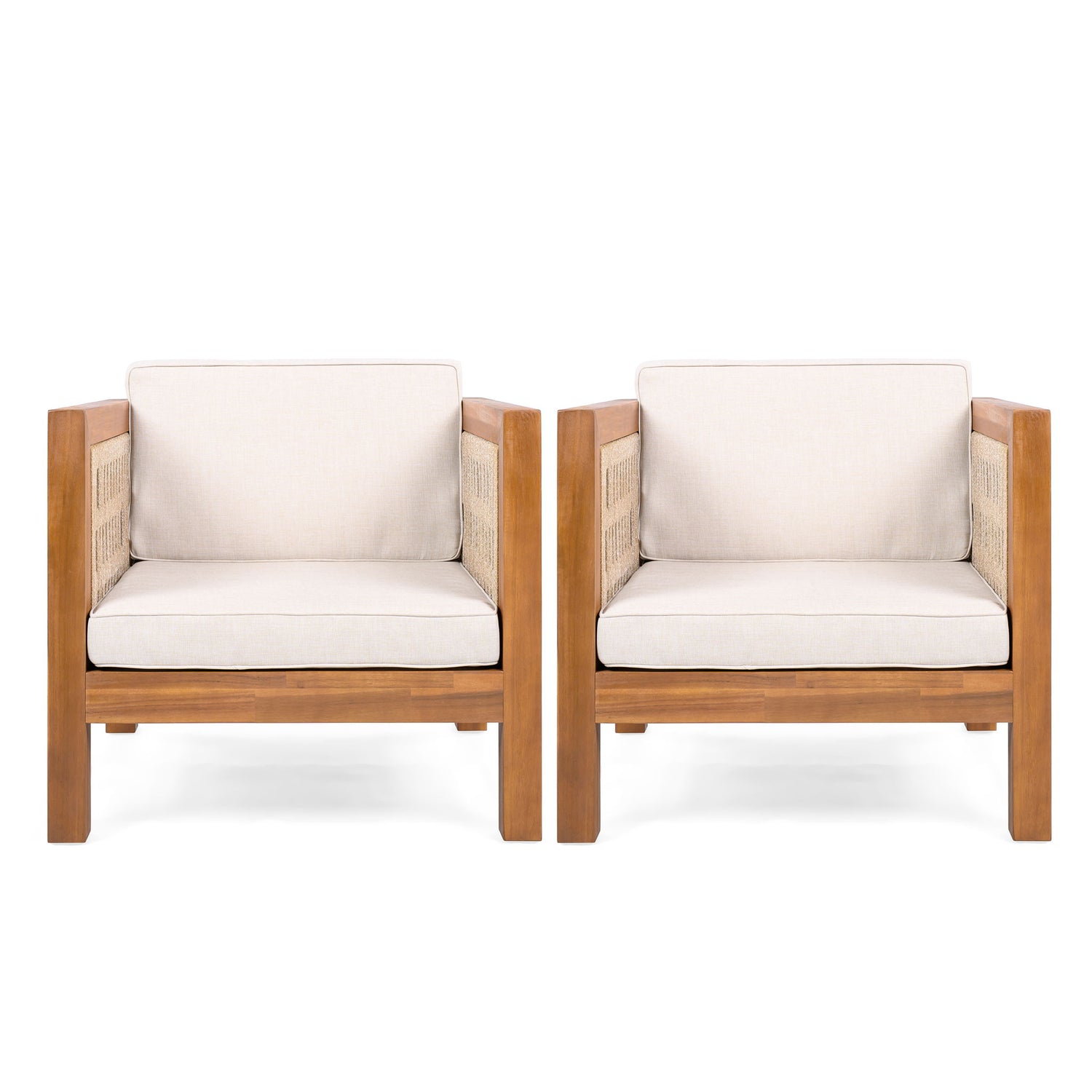 Outdoor Club Chair &amp; Rope Arm And Cushions