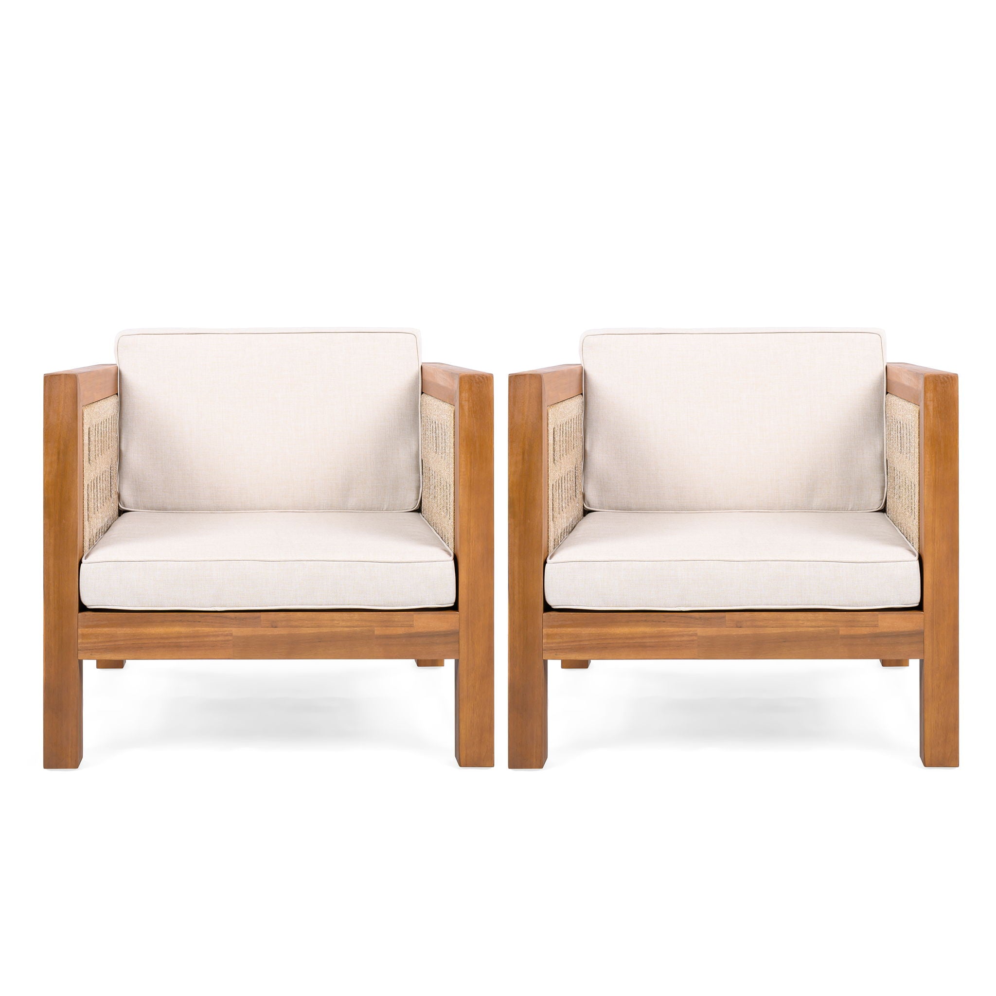 Outdoor Club Chair &amp; Rope Arm And Cushions