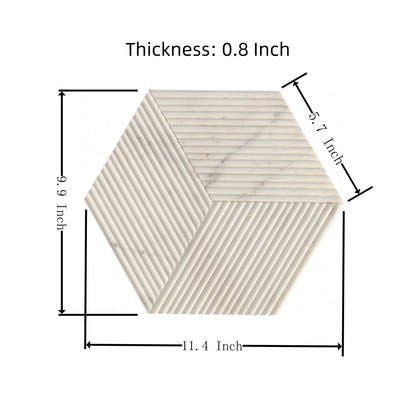 Hexagon Natural Stone Marble Tile, 3D Fluted (Set of 12)