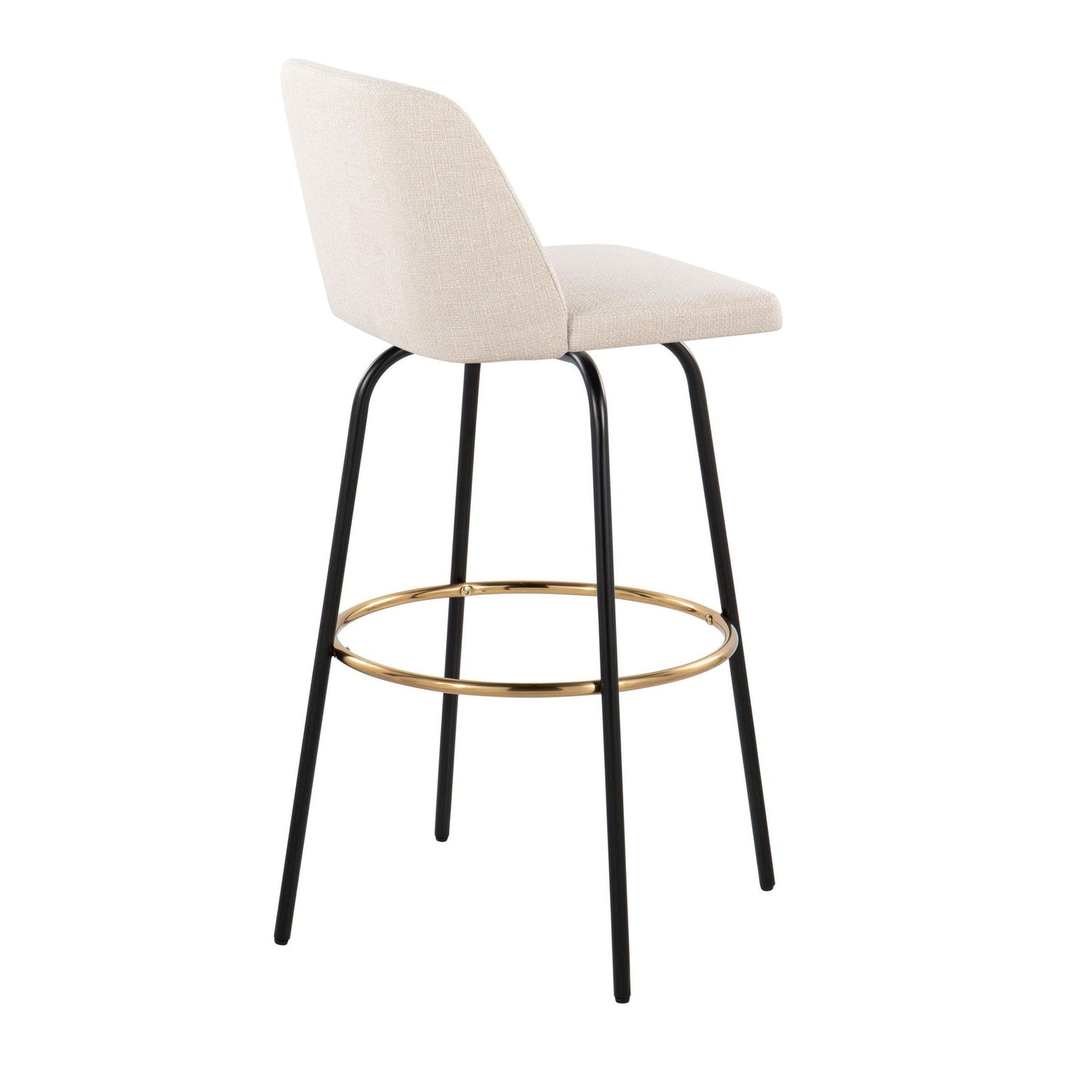 Toriano - Contemporary Fixed Height, Barstool With Swivel &amp; Round Footrest (Set of 2)