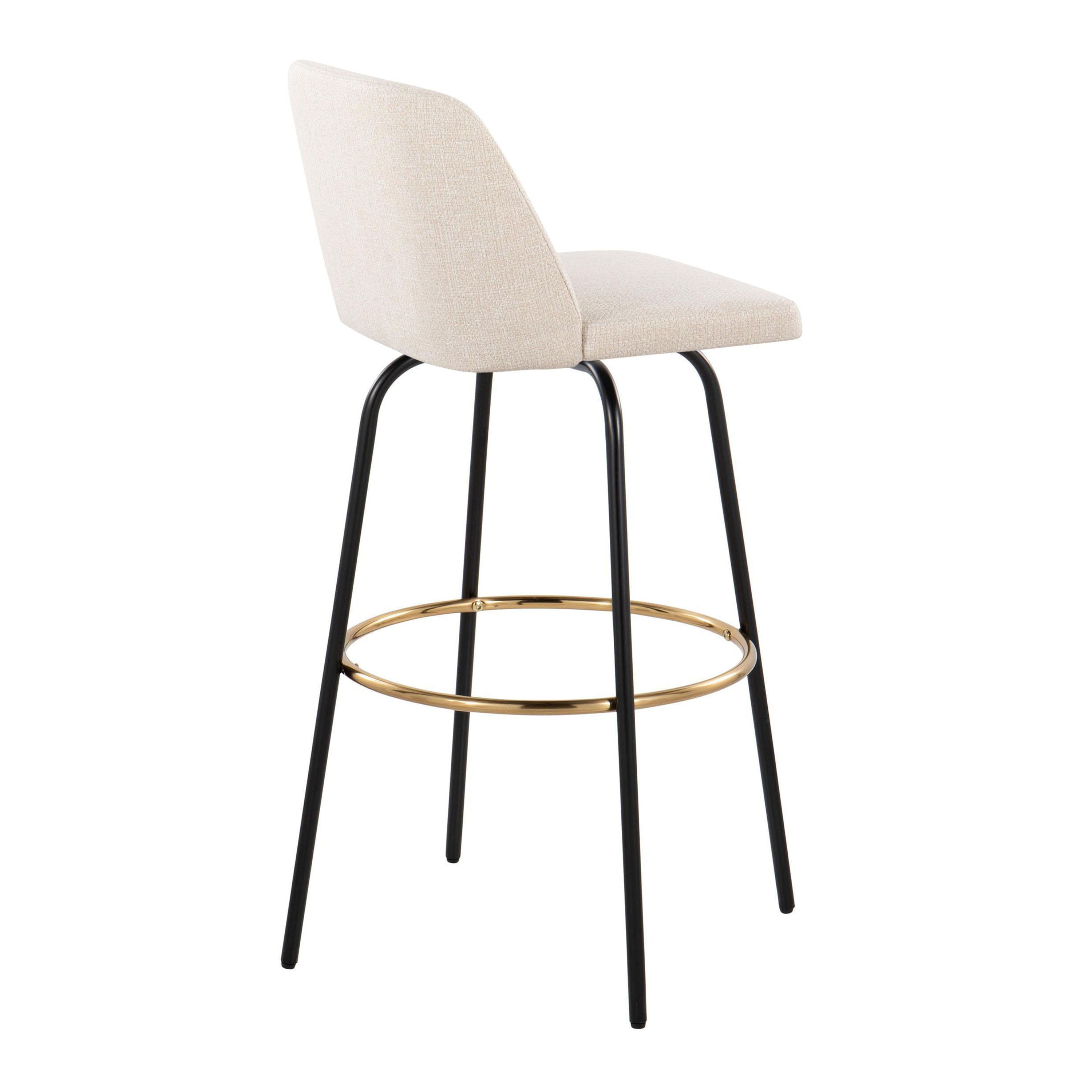 Toriano - Contemporary Fixed Height, Barstool With Swivel &amp; Round Footrest (Set of 2)
