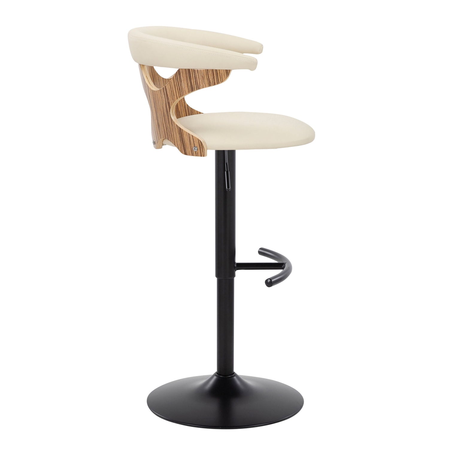 Gardenia - Contemporary Adjustable Barstool &amp; Swivel With Rounded T Footrest (Set of 2)