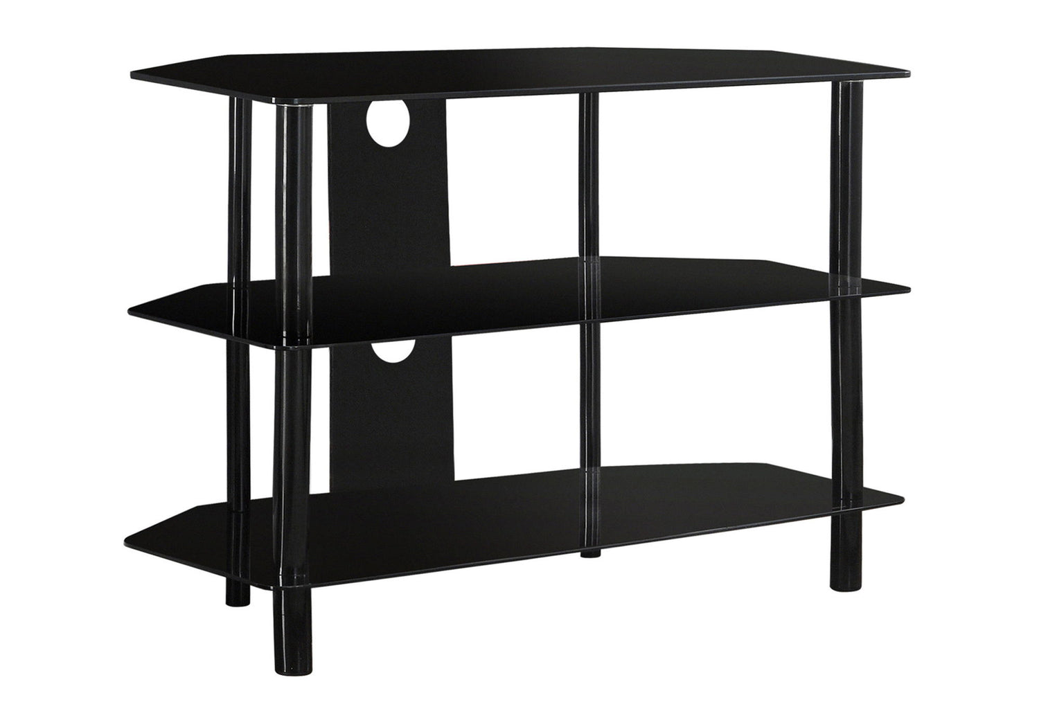 TV Stand, 36 Inch, Console, Media Entertainment Center, Storage Shelves, Contemporary &amp; Modern - Black