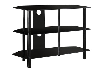 TV Stand, 36 Inch, Console, Media Entertainment Center, Storage Shelves, Contemporary &amp; Modern - Black