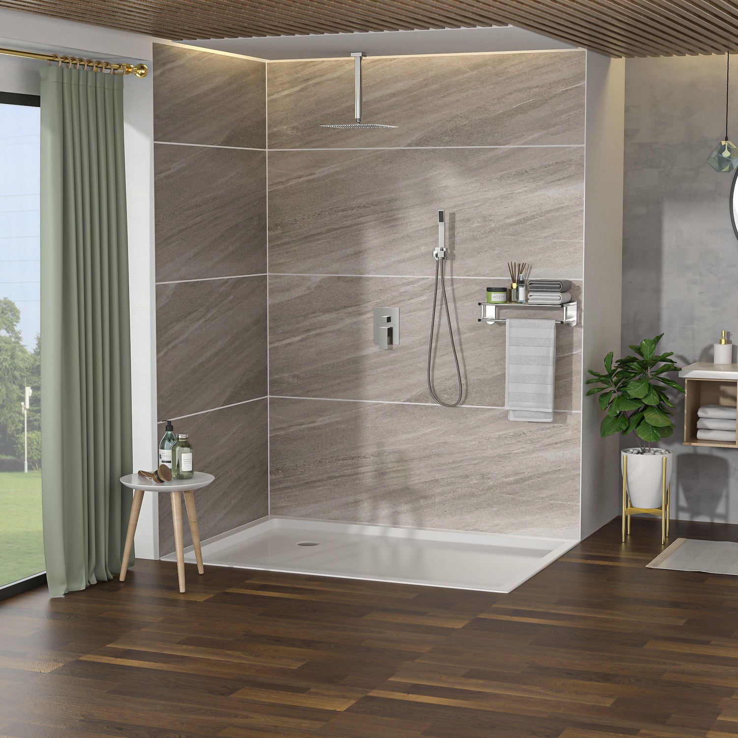 Dual Shower Head System With 12&quot; Square Rain Shower And Rough In Valve