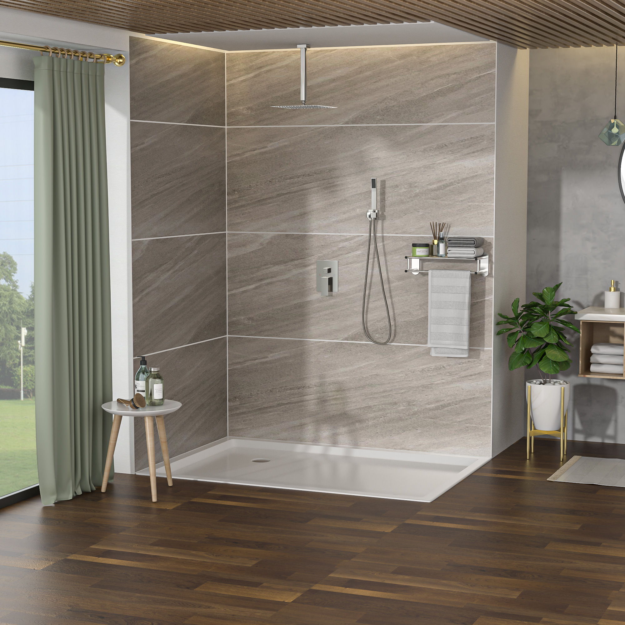 Dual Shower Head System With 12&quot; Square Rain Shower And Rough In Valve