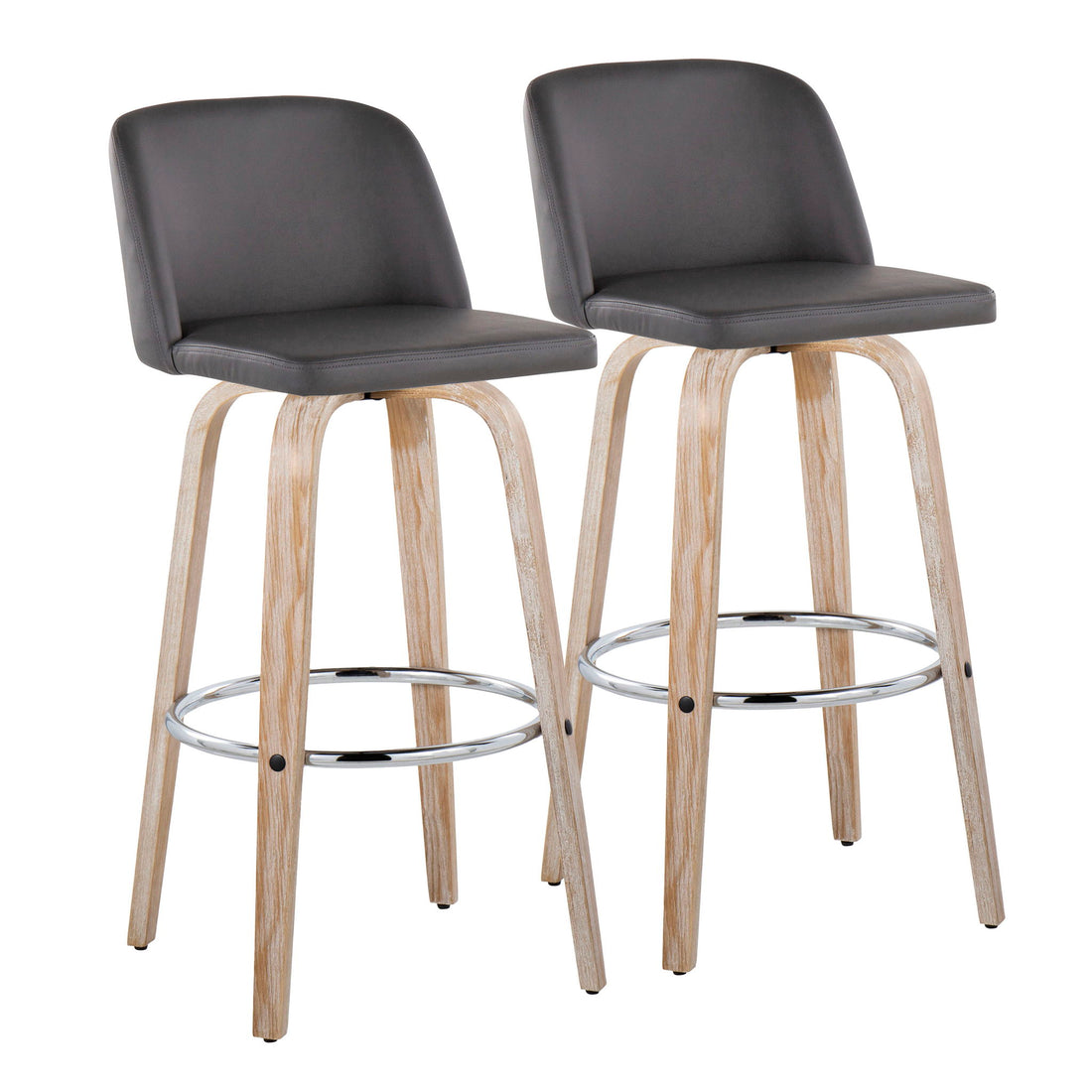 Toriano - Contemporary Fixed Height Barstool With Swivel &amp; Round Footrest (Set of 2)