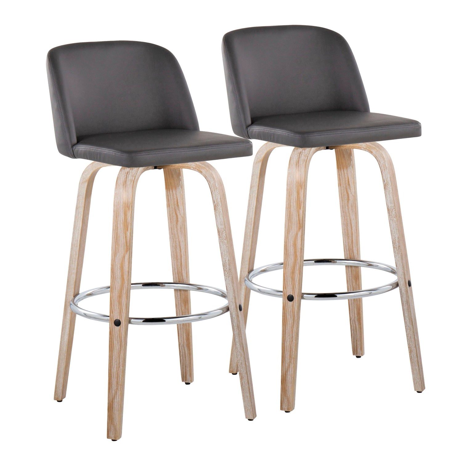 Toriano - Contemporary Fixed Height Barstool With Swivel &amp; Round Footrest (Set of 2)