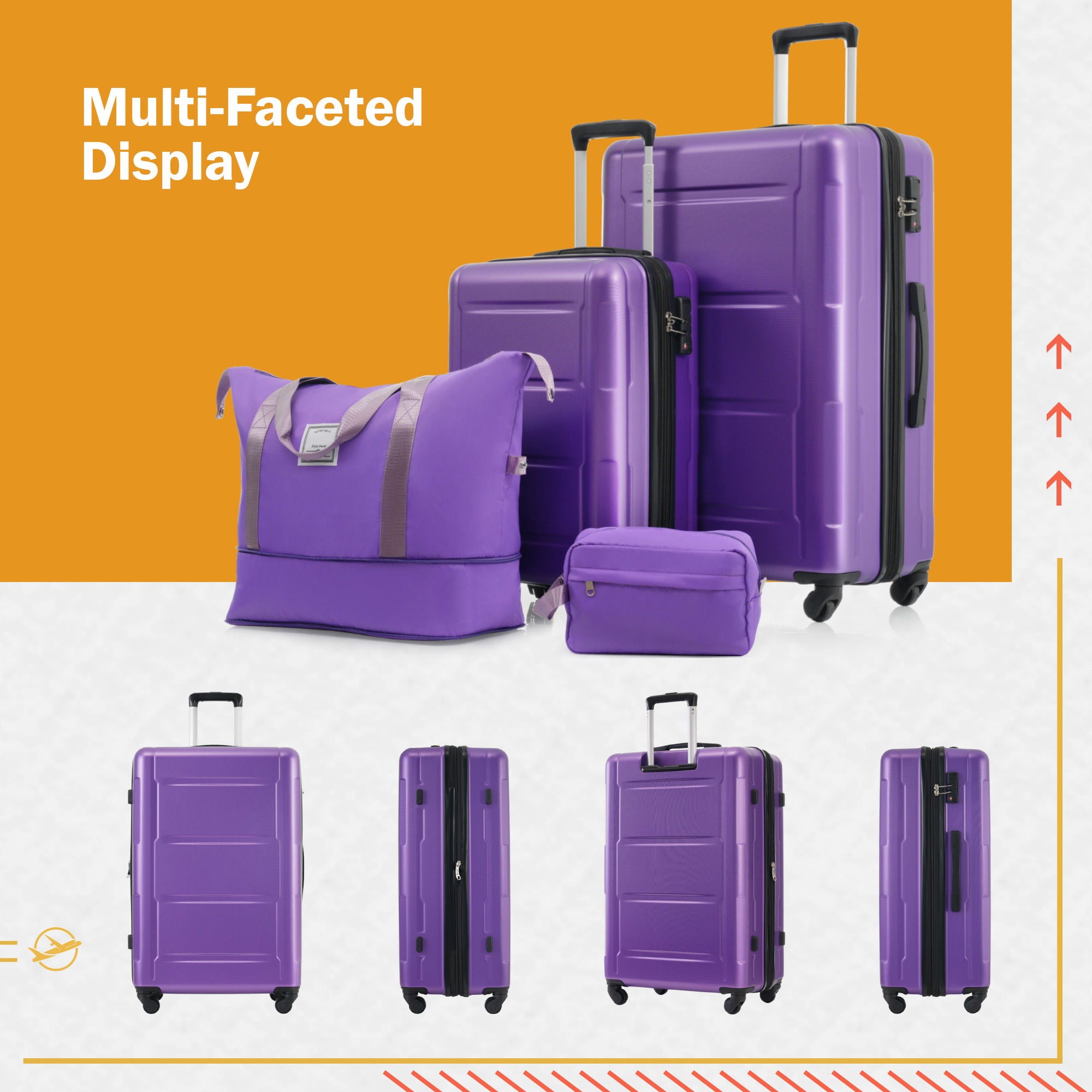 2 Piece Luggage Set With Bags Expanable Spinner Wheels ABS Lightweight Suitcase With Tsa Lock 20&quot; / 28&quot;