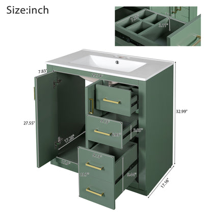 Bathroom Vanity With Sink, Storage Cabinet, Freestanding Set With 3 Drawers &amp; Soft Closing Doors