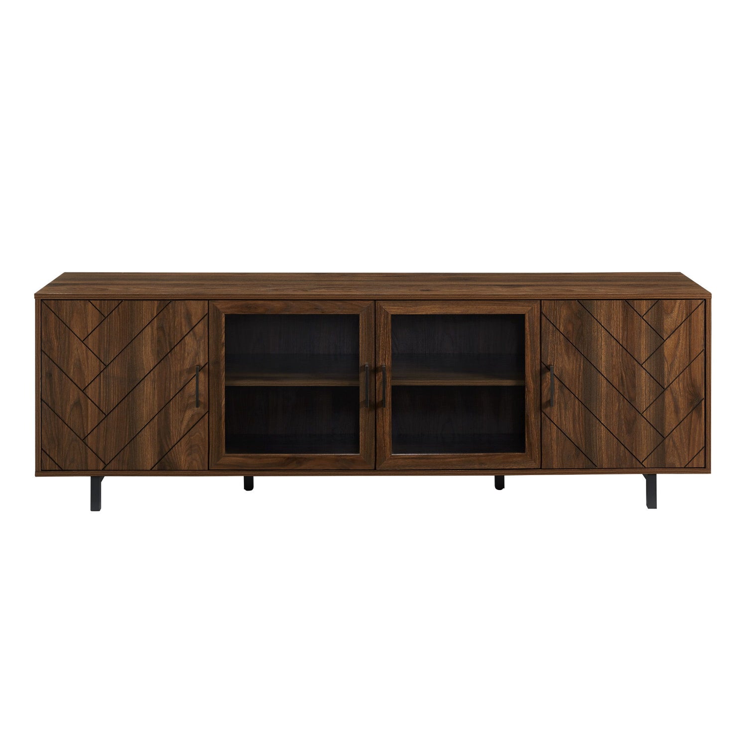 Modern Scandinavian 4 Door Herringbone 70&quot; TV Stand For TVs Up To 80&quot;