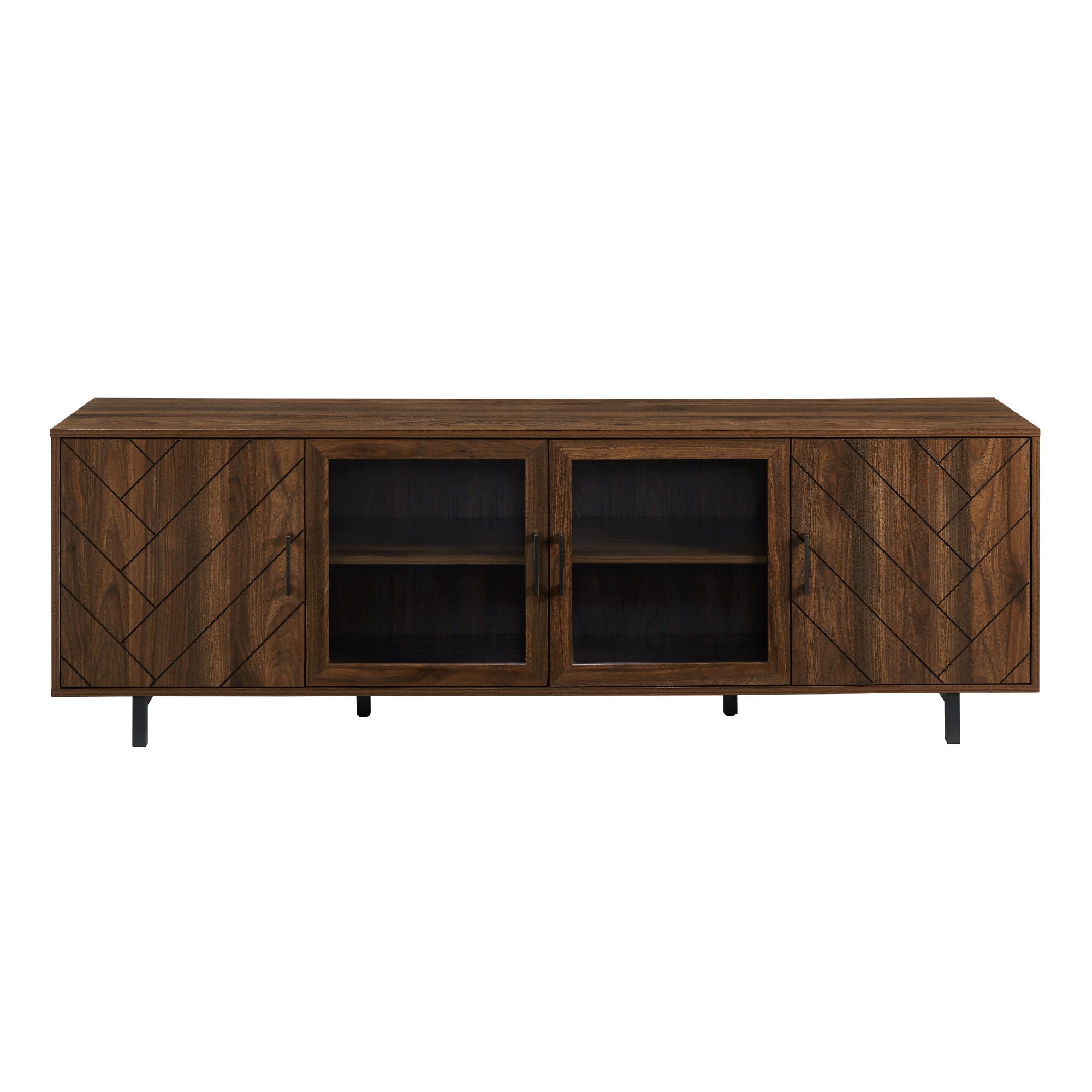 Modern Scandinavian 4 Door Herringbone 70&quot; TV Stand For TVs Up To 80&quot;