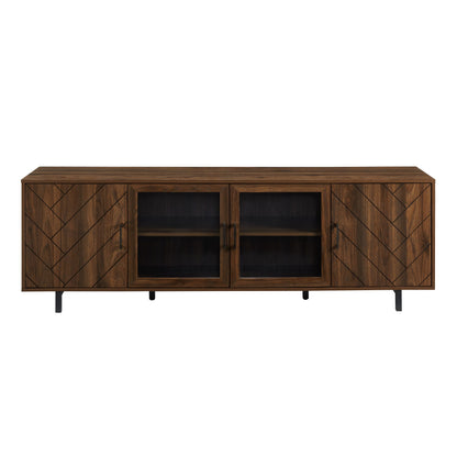 Modern Scandinavian 4 Door Herringbone 70&quot; TV Stand For TVs Up To 80&quot;