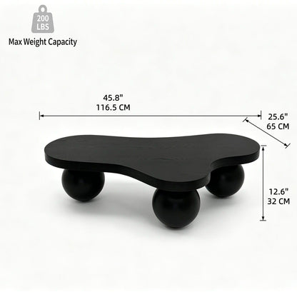 Cloud Shaped Coffee Table &amp; 3 Ball Legs For Living Room - Black
