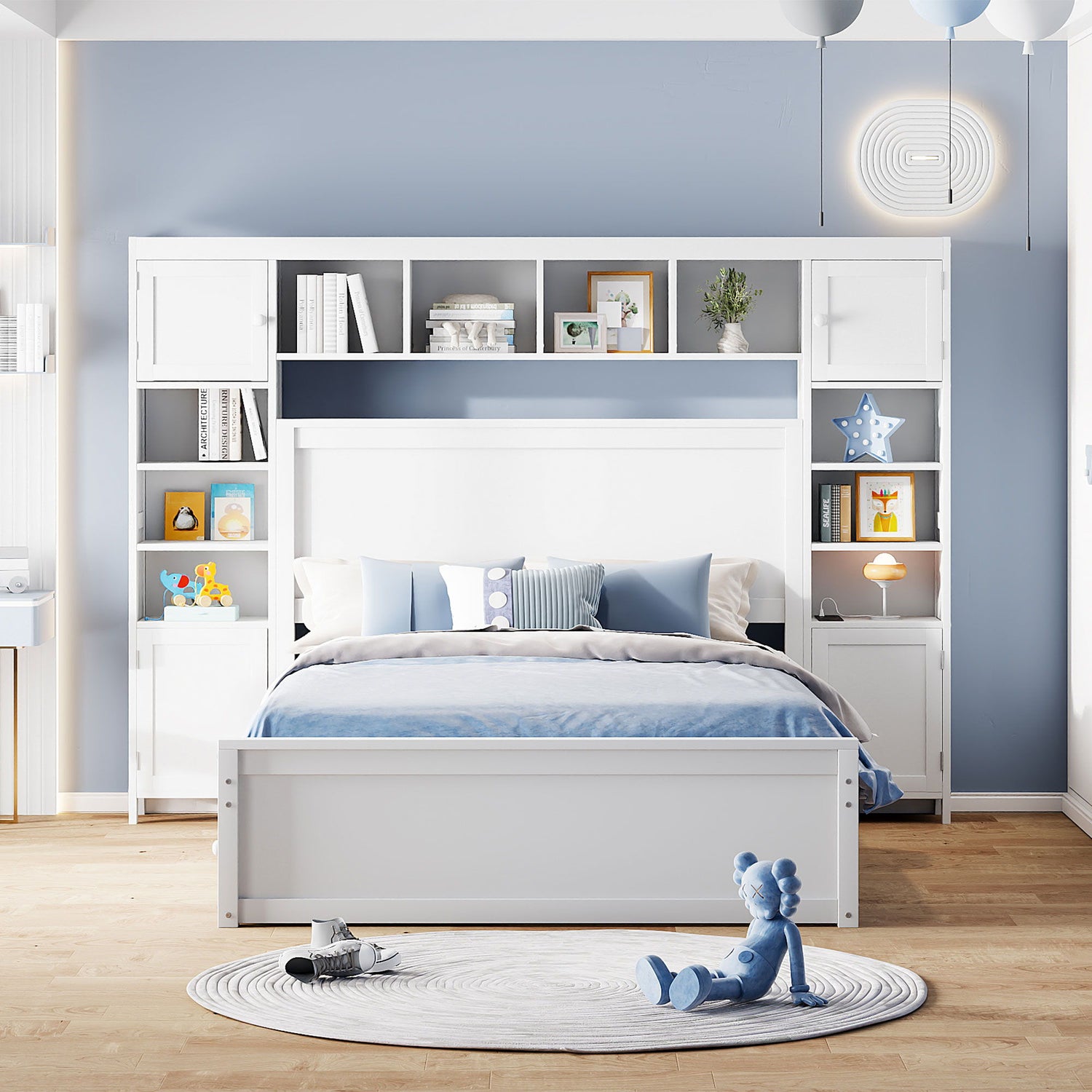 Bed With All In One Cabinet, Shelf And Sockets, Trundle