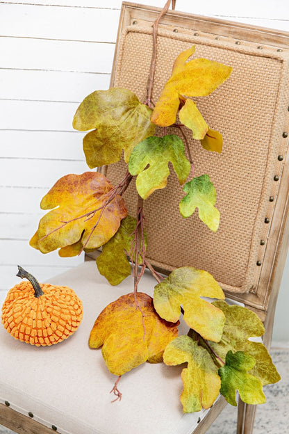 Maple Leaf Spray Green &amp; Mustard, Botanicals Decor For Harvest Festival Fall Festival &amp; Thanksgiving Table Decorations (Set of 12) - Green / Mustard