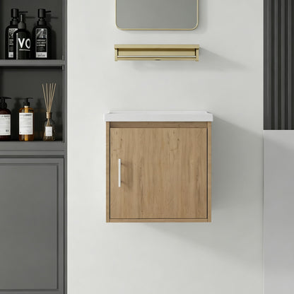 Floating Bathroom Vanity Combo, Wall Mounted Cabinet With Sink &amp; Soft Close Doors For Small Bathrooms