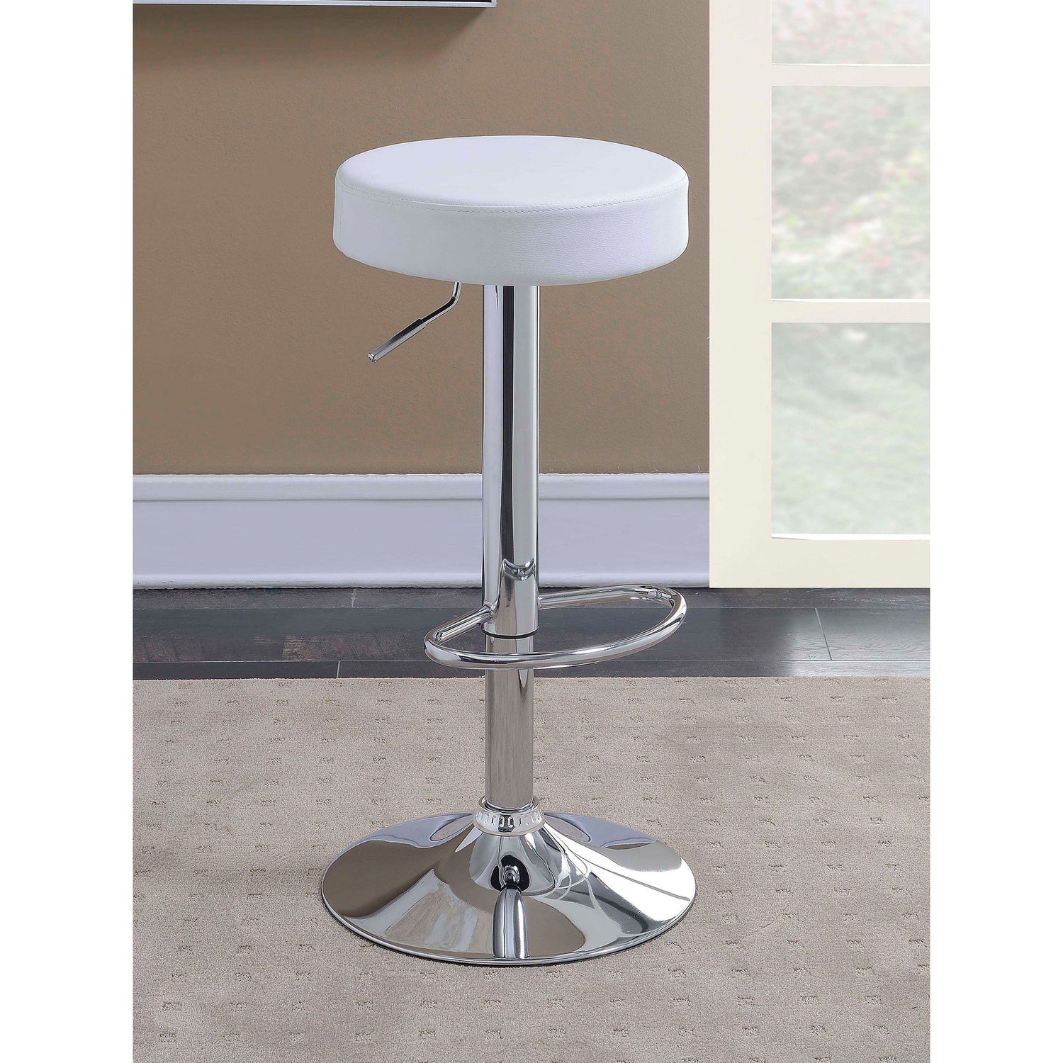Ramses - Adjustable Backless Bar Stool With Adjustable Height Base - White