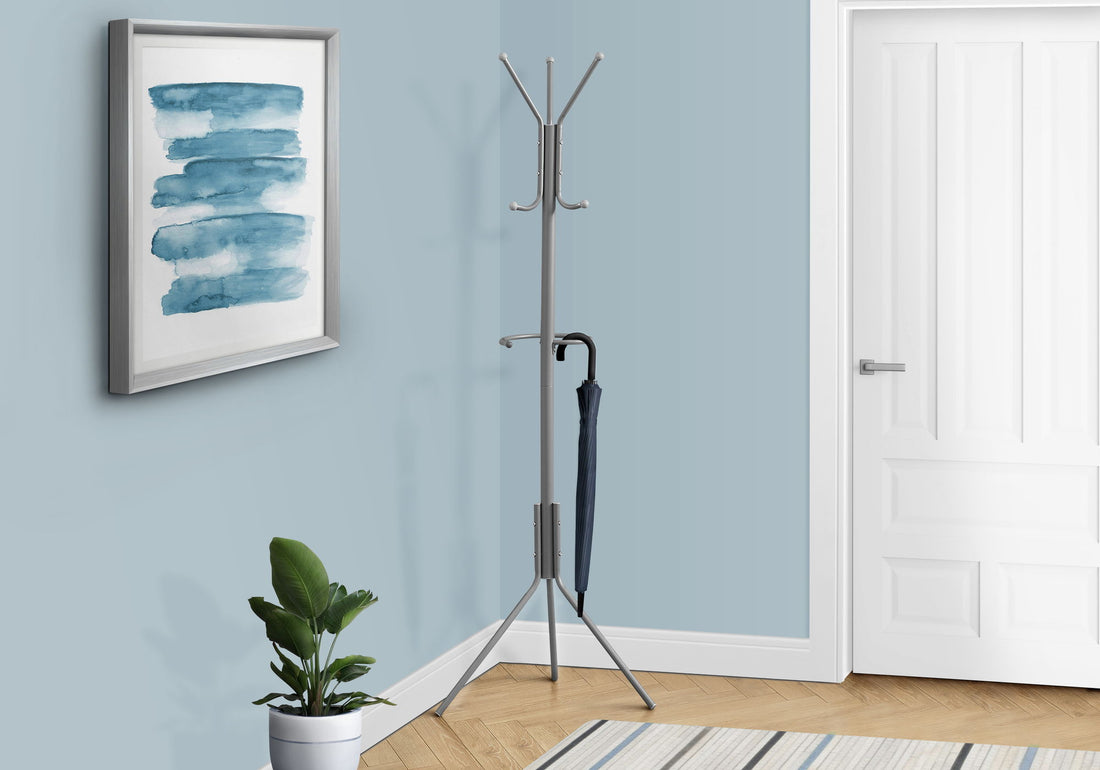 Coat Rack, Hall Tree, Free Standing, Hanging Bar, 6 Hooks, Entryway, Contemporary &amp; Modern