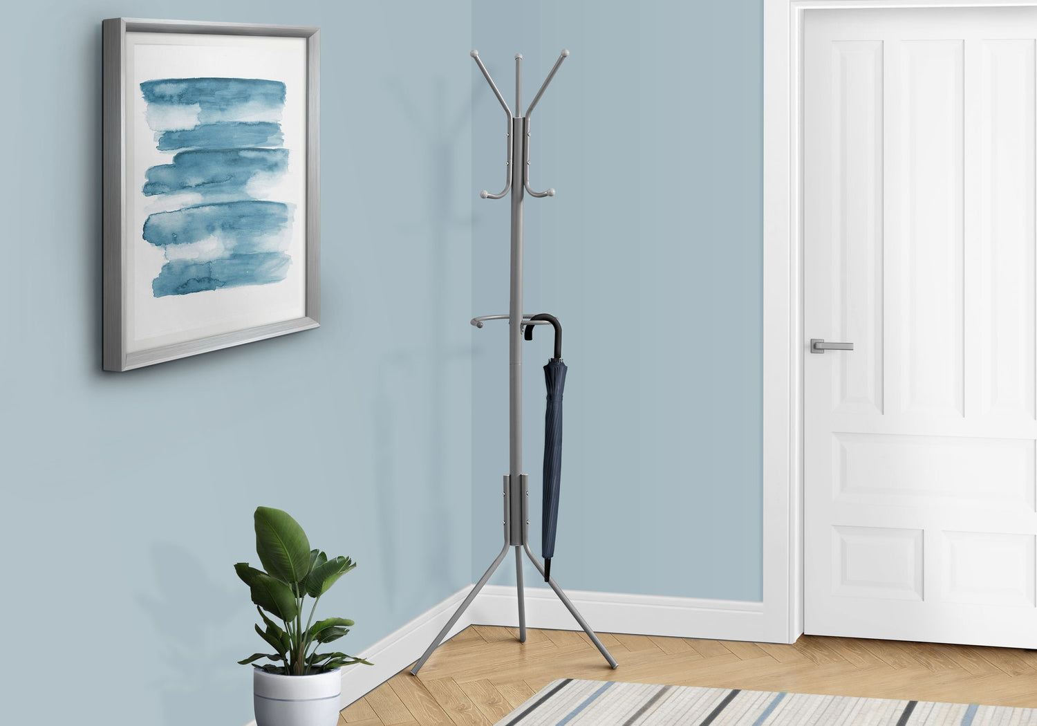 Coat Rack, Hall Tree, Free Standing, Hanging Bar, 6 Hooks, Entryway, Contemporary &amp; Modern