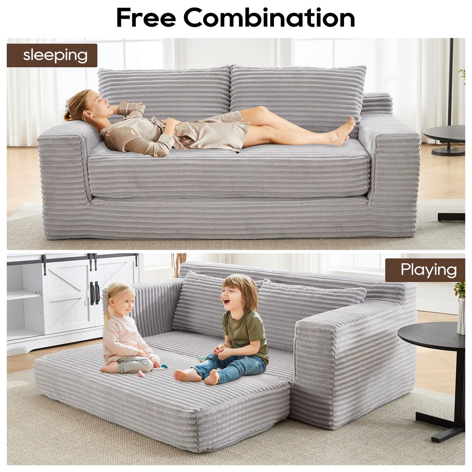 Convertible Loveseat Sofa Bed With Memory Foam &amp; Steel Frame