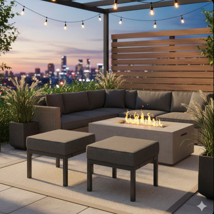 Patio Ottomans With Cushions, All-Weather Footrests (Set of 2)