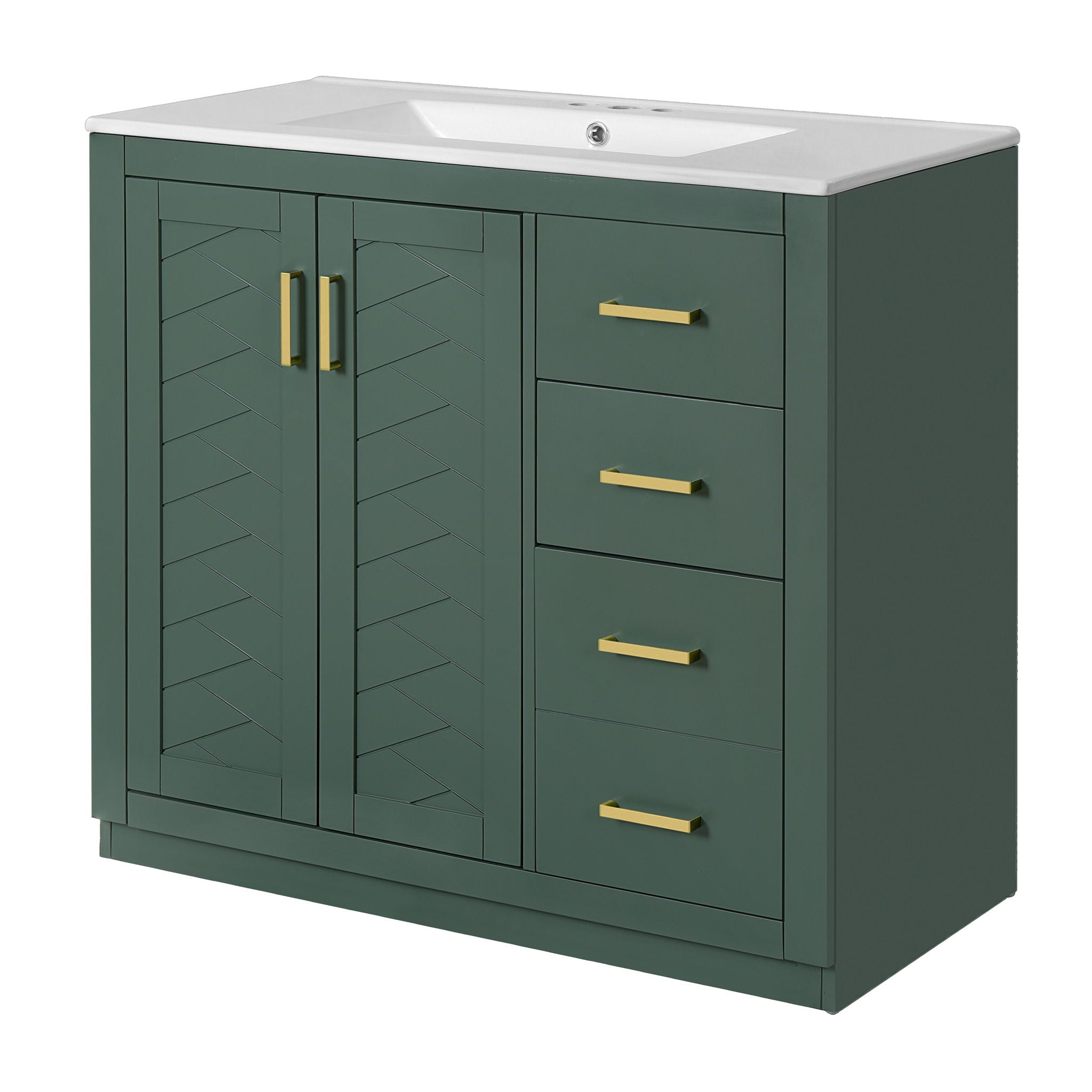 Bathroom Vanity With Sink Combo, Storage Cabinet, Freestanding Set With 3 Drawers &amp; Soft Closing Doors