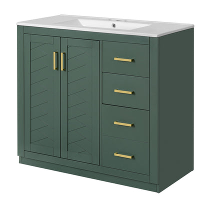 Bathroom Vanity With Sink Combo, Storage Cabinet, Freestanding Set With 3 Drawers &amp; Soft Closing Doors