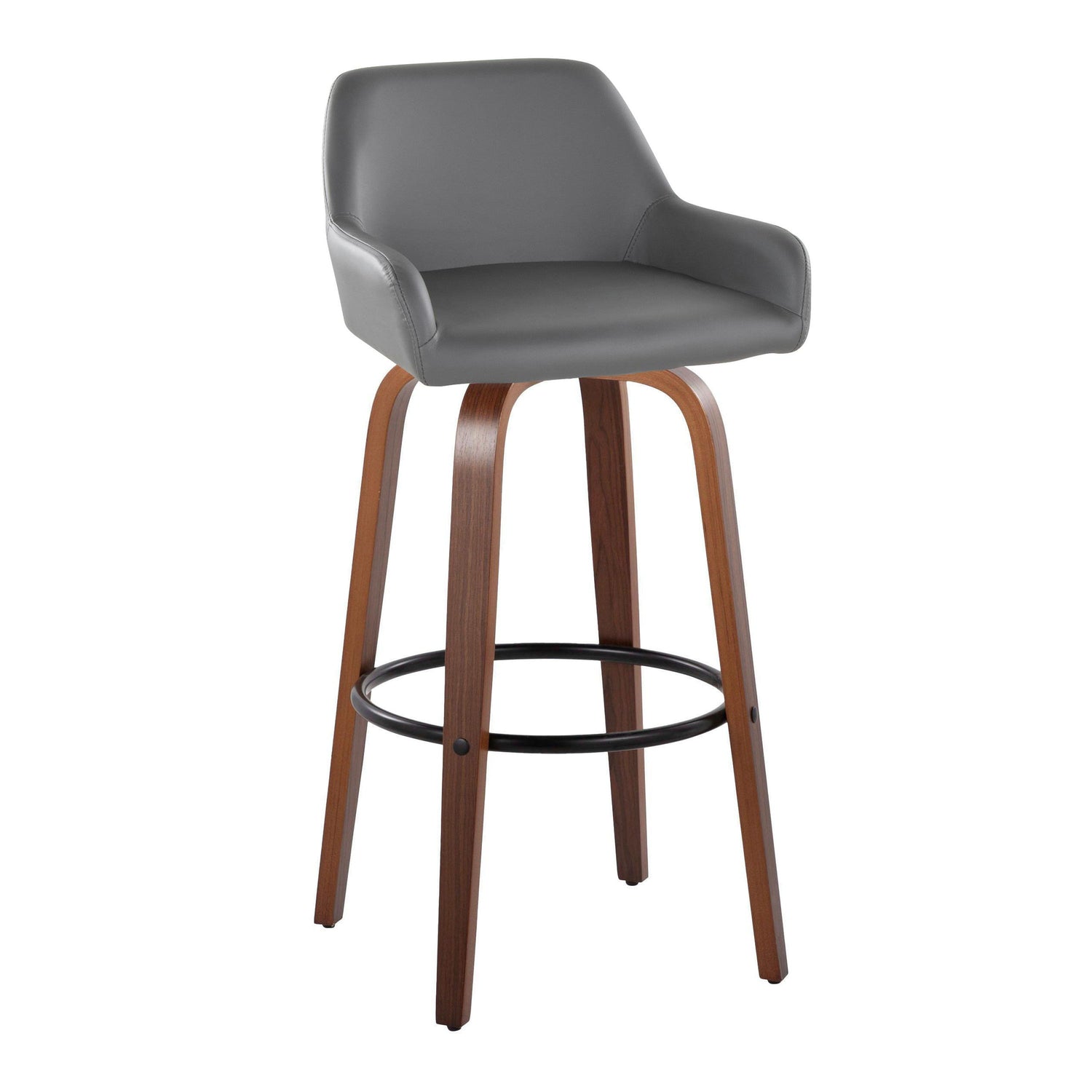 Daniella - Contemporary Fixed Height, Barstool &amp; Swivel And Round Footrest (Set of 2)