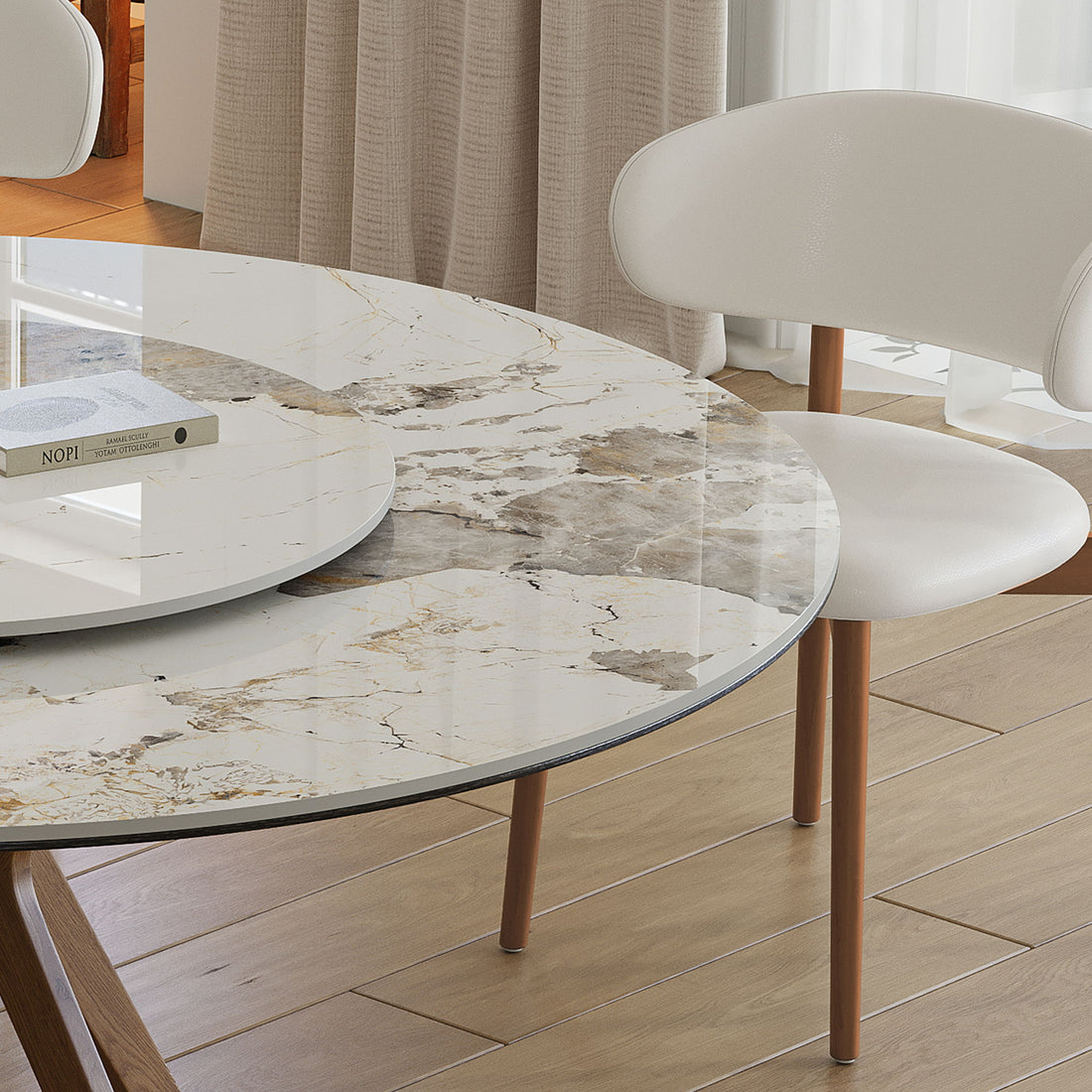 Dining Table With 35&quot; Turntable - White
