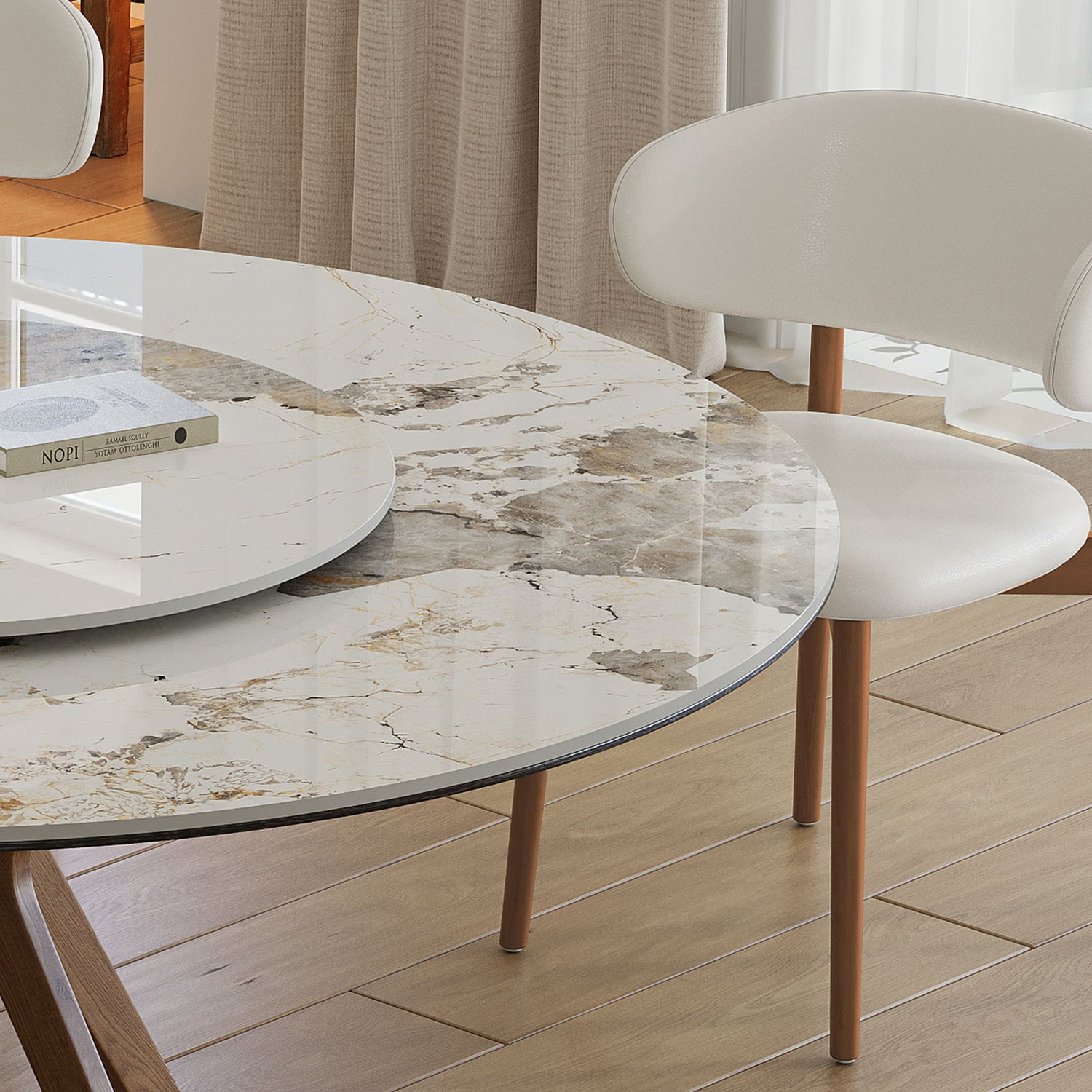 Dining Table With 35&quot; Turntable - White