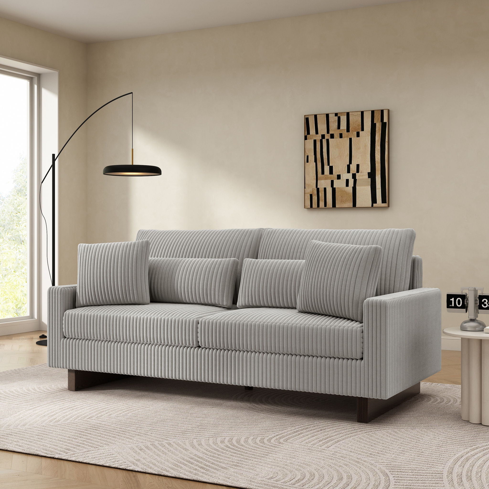Modern Loveseat Sofa With 4 Pillows