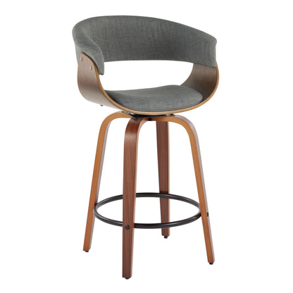 Vintage Mod - Mid Century Modern Fixed Height Counter Stool &amp; Swivel With Round Footrest (Set of 2)