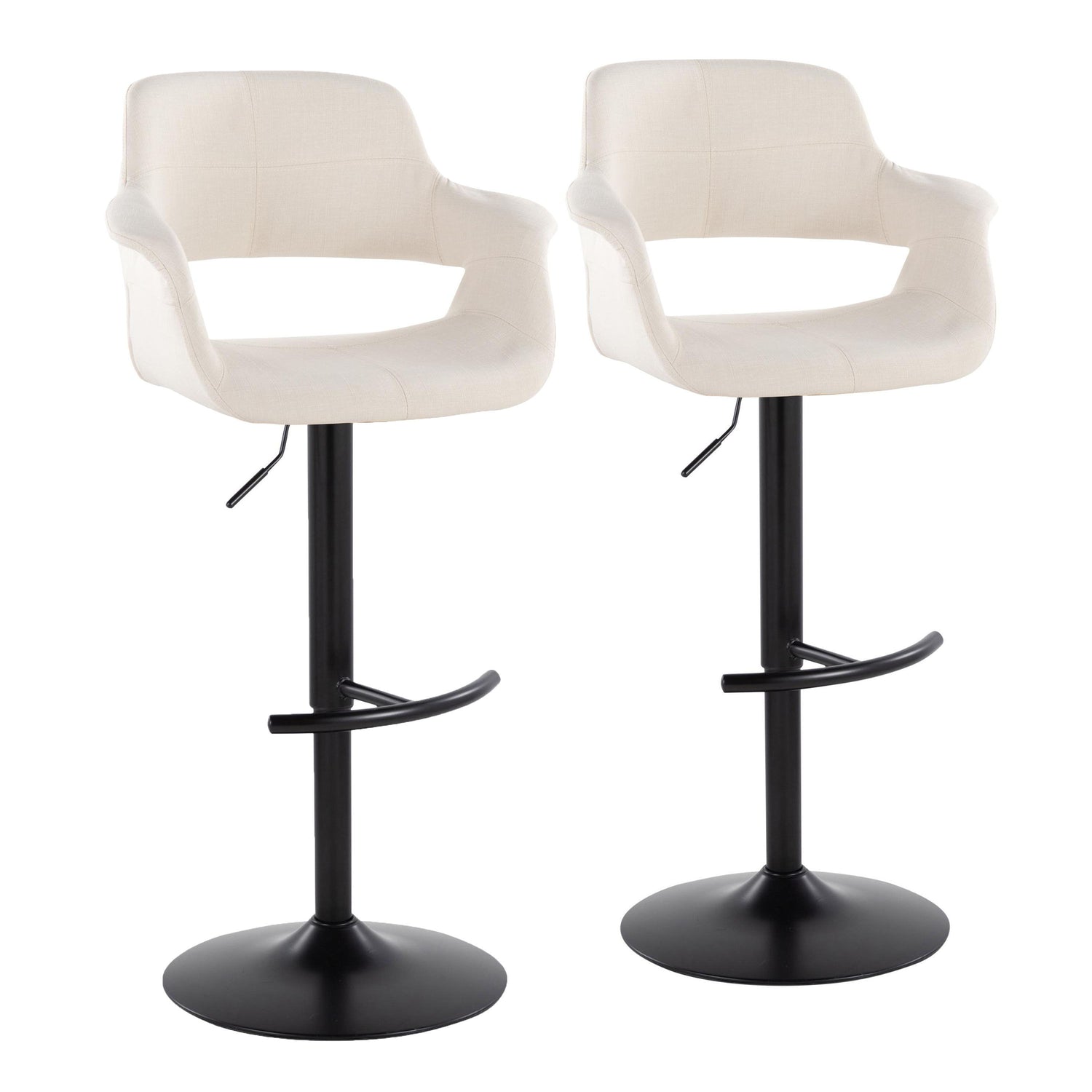 Vintage Flair - Mid Century Modern Adjustable Barstool With Swivel &amp; Rounded T Footrest (Set of 2)