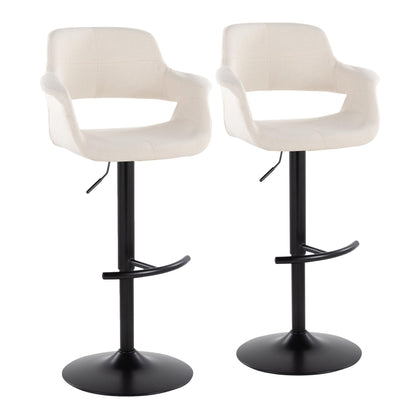 Vintage Flair - Mid Century Modern Adjustable Barstool With Swivel &amp; Rounded T Footrest (Set of 2)