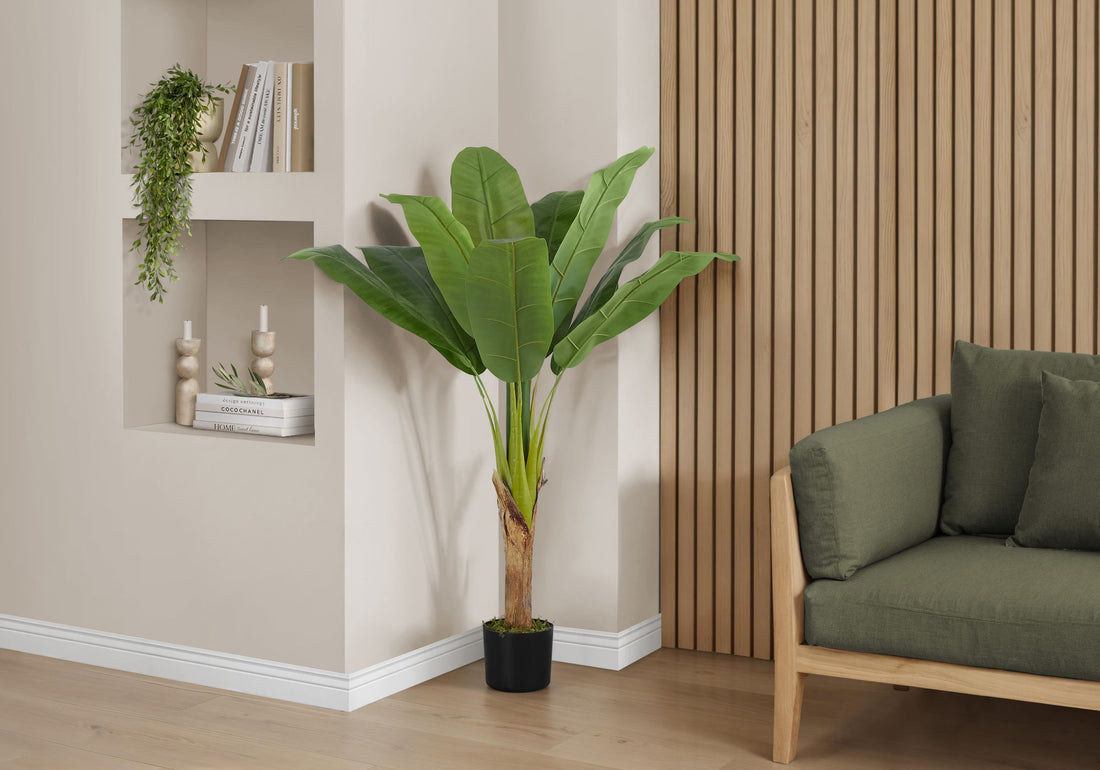 43&quot; Tall, Artificial Plant, Banana Tree, Indoor, Faux, Fake, Floor, Greenery, Potted, Real Touch, Decorative - Green / Black