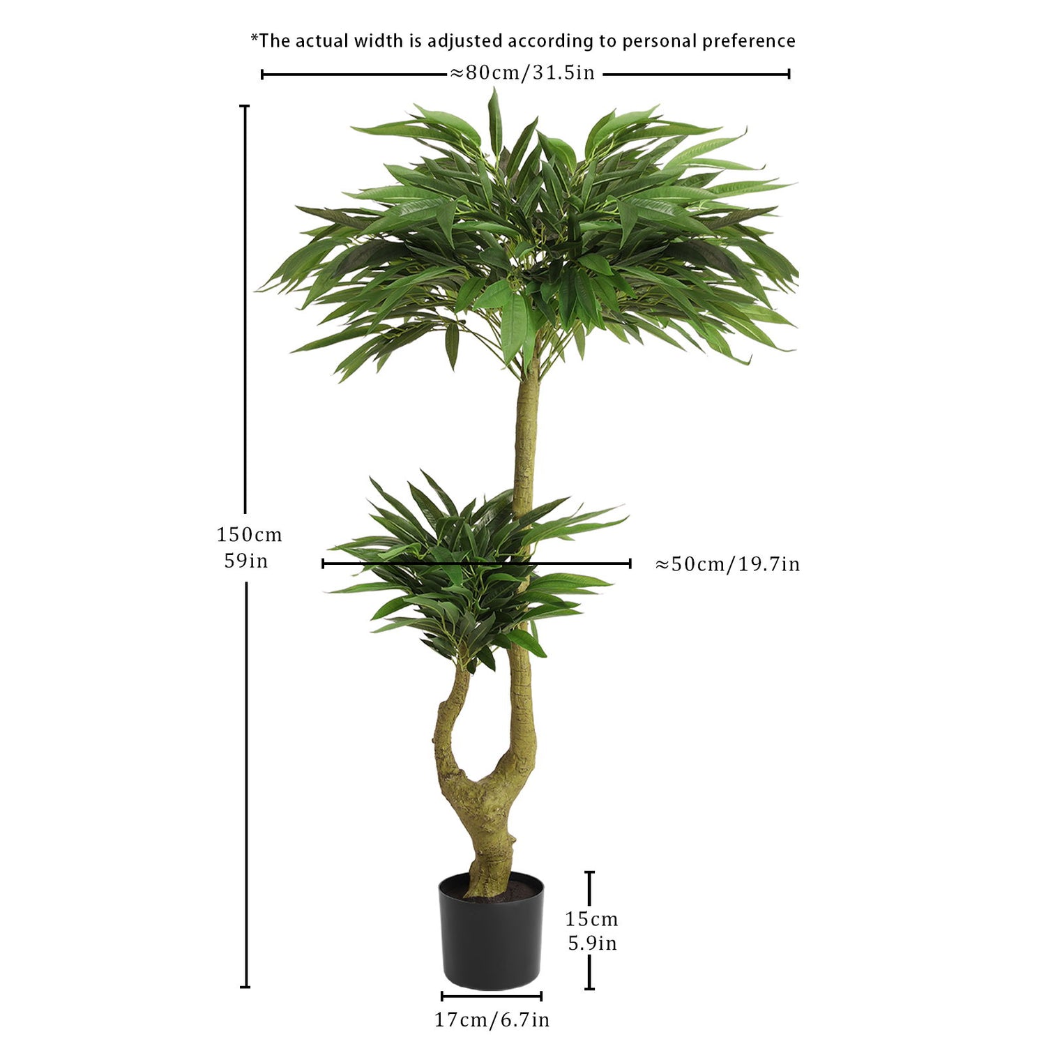 Artificial Dracaena Tree Indoor Faux ery Plant For Decoration, 150Cm - Green